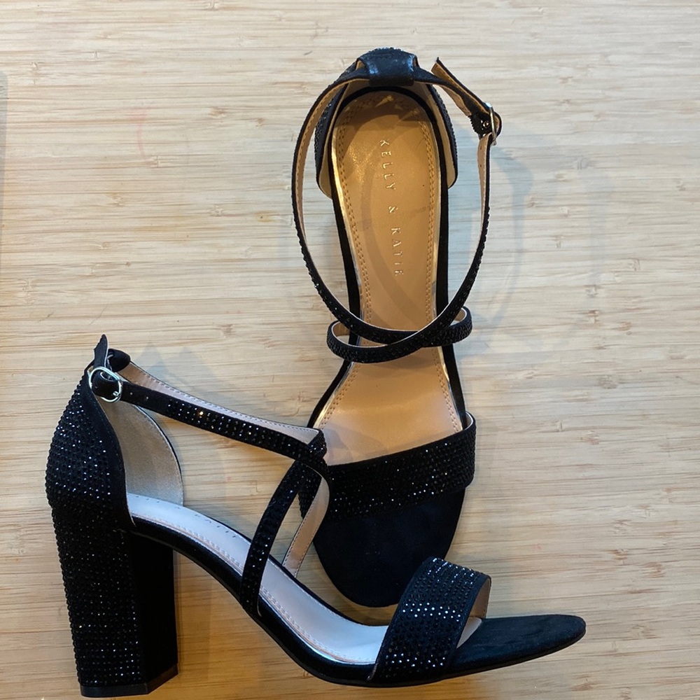 Black dress shoes. Sparkle with chunky heel. Size 10